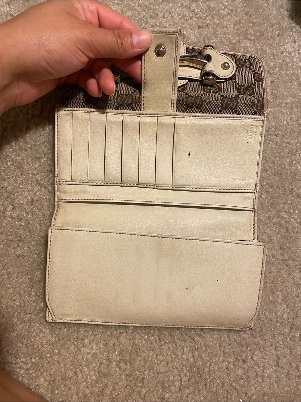 Gucci GG Canvas Horsebit Long Wallet Cream Brown Flap Wallet - Picture 7 of 11